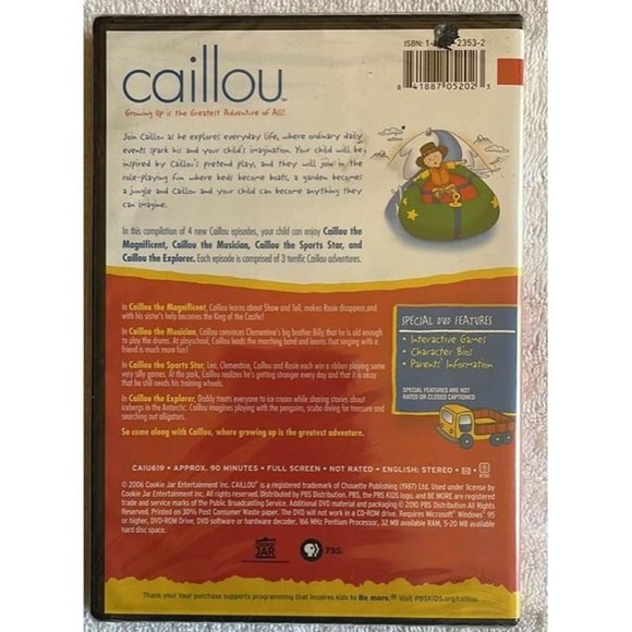 Caillou - Caillous World of Wonder (DVD, 2006) - Brand New Sealed - Picture 2 of 2